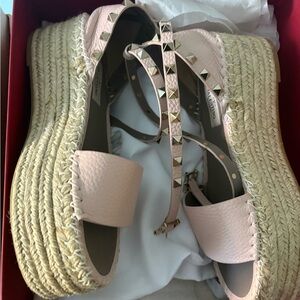 Valentino Blush Espadrille Wedges